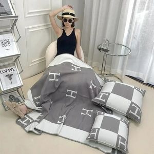 H Throw Blanket | Gray & White